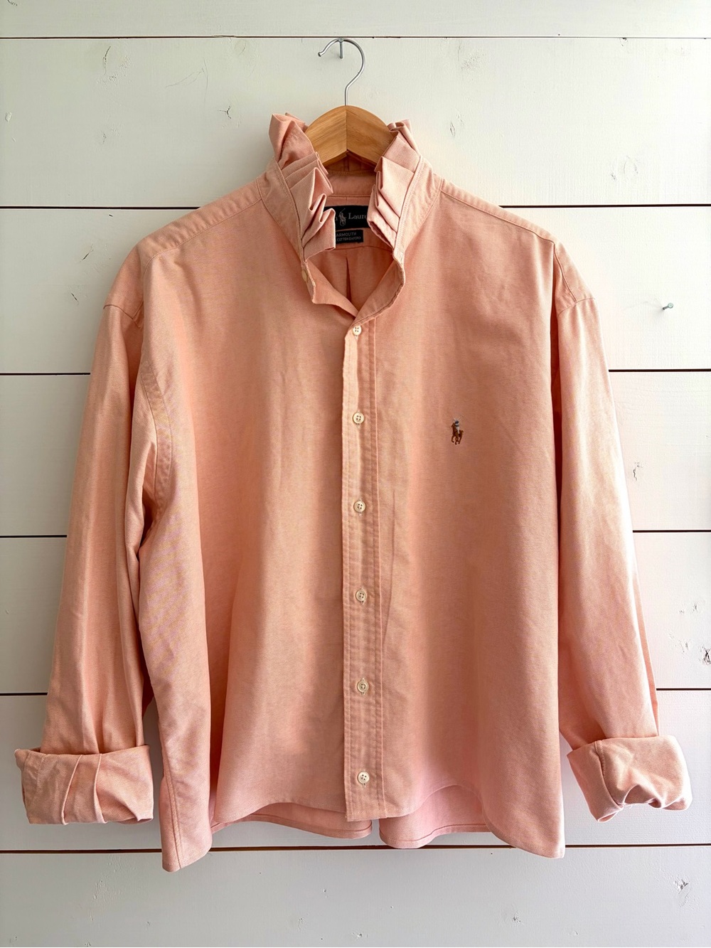 Viral Reworked Upcycled RALPH LAUREN Peach Ruffle Collar, XL